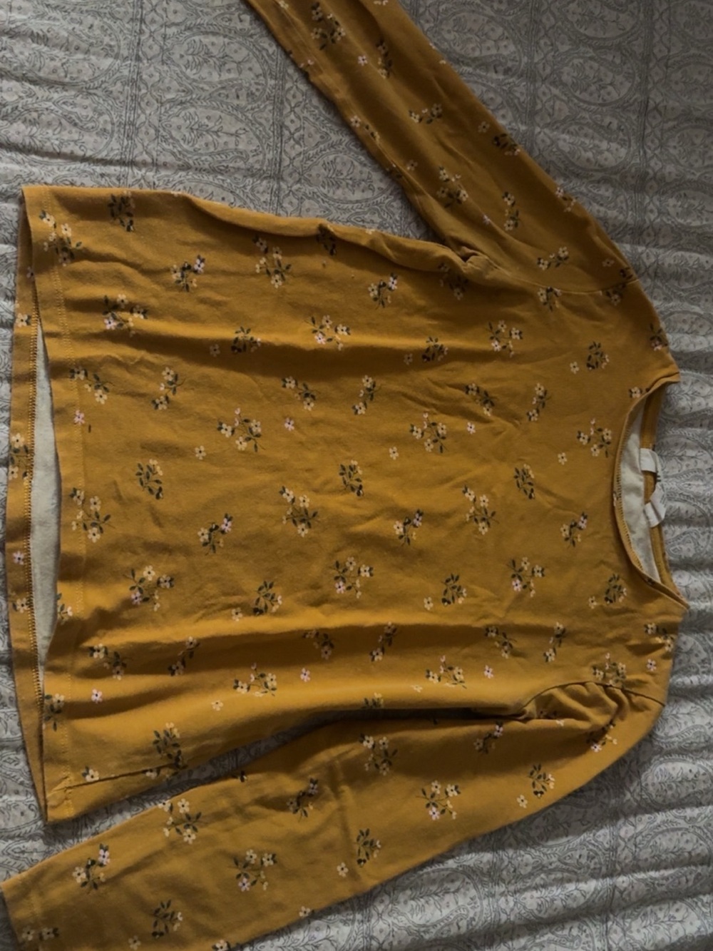 H&M Mustard Floral Crewneck Top